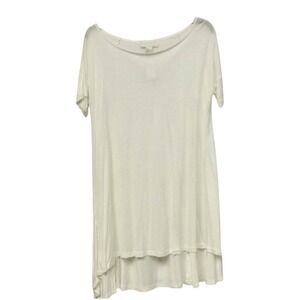 Plus Sizes 3X White Asymmetrical‎ Hem Tunic Top Short Sleeve Boat Neck